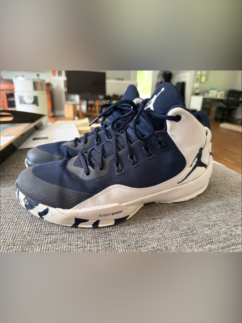 Jordan Men’s Navy and White FlightSpeed Athletic Shoes